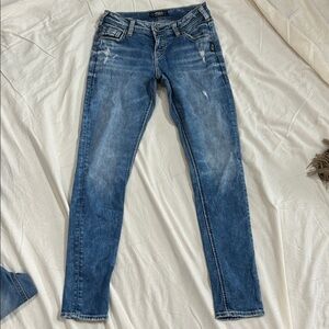 Silver Jeans Women's Faded Blue Skinny Jeans